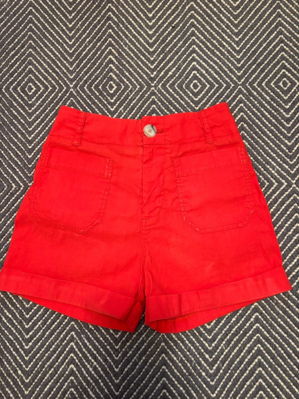 Anthropologie Red High-Waist Cuffed Shorts Sz 25